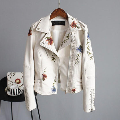 Ella™ - Stylish Embroidered Leather Jacket