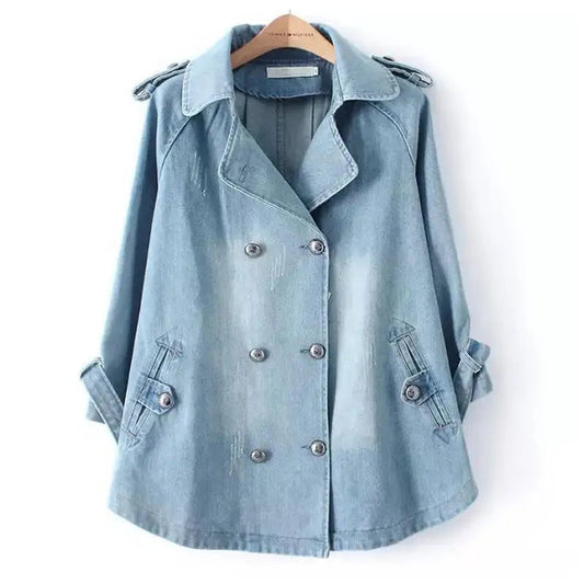 Sezina™ – Stylish Denim Cape Coat