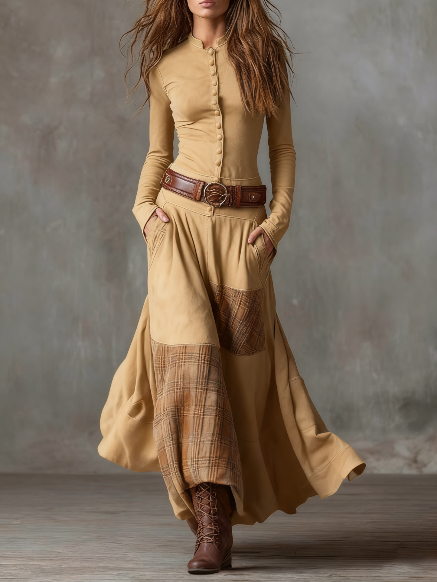 Helena™ - Belted Suede Maxi Dress