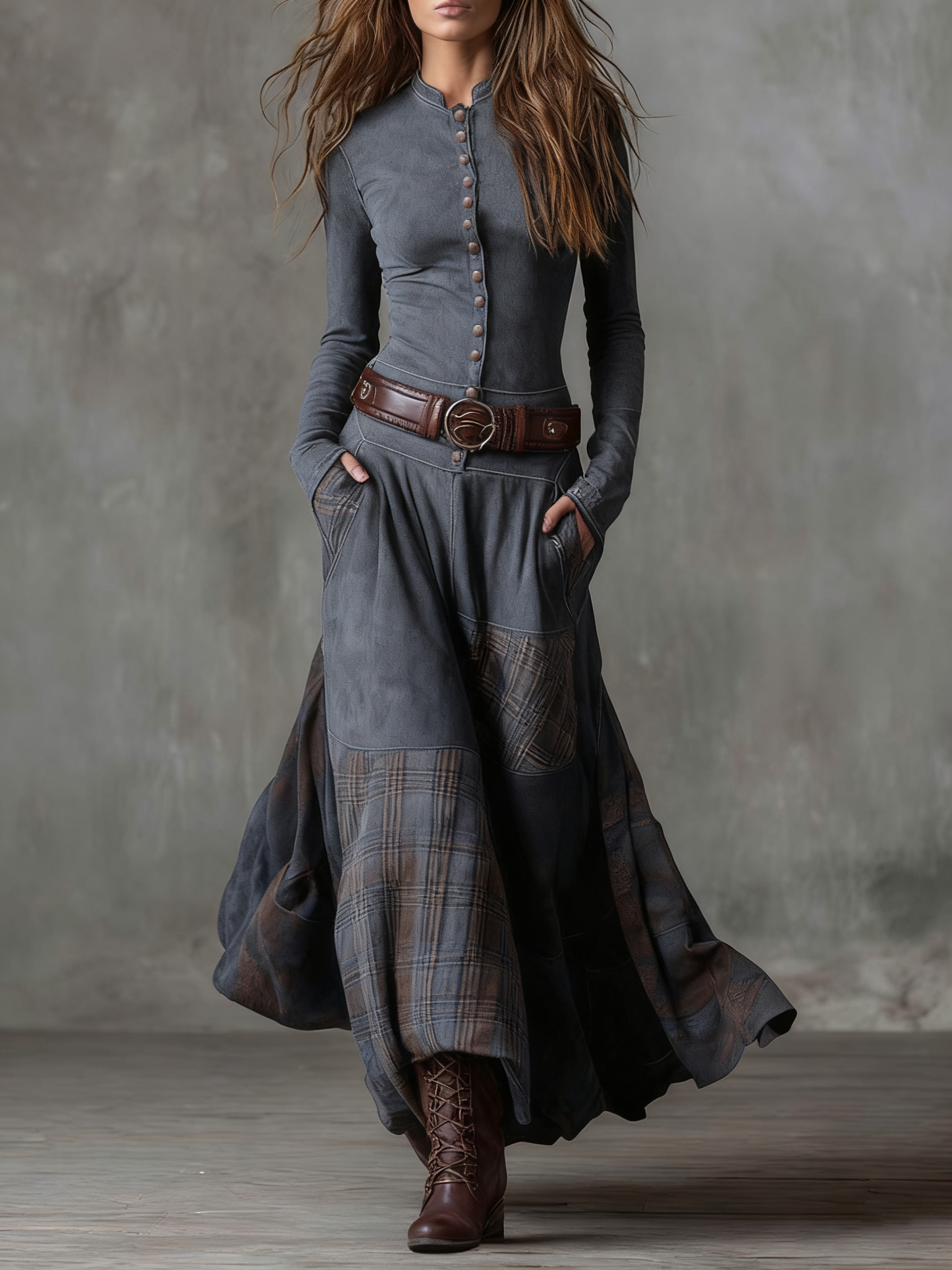 Helena™ - Belted Suede Maxi Dress