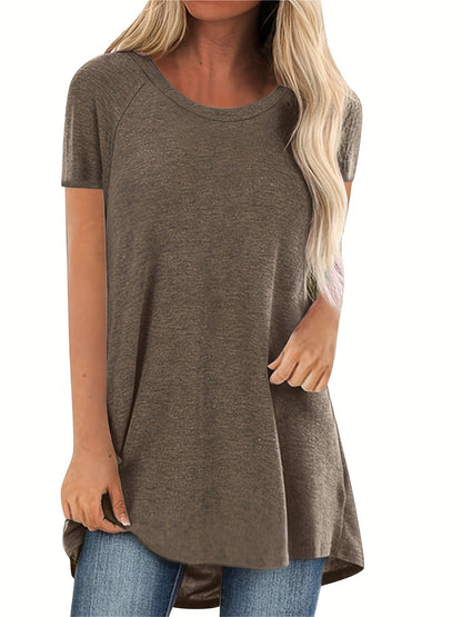 Faye™ - Casual Longline Crew Neck T-Shirt