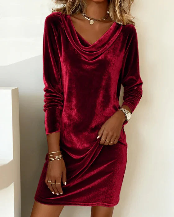 Frosina - Relaxed Fit Casual Velvet Dress