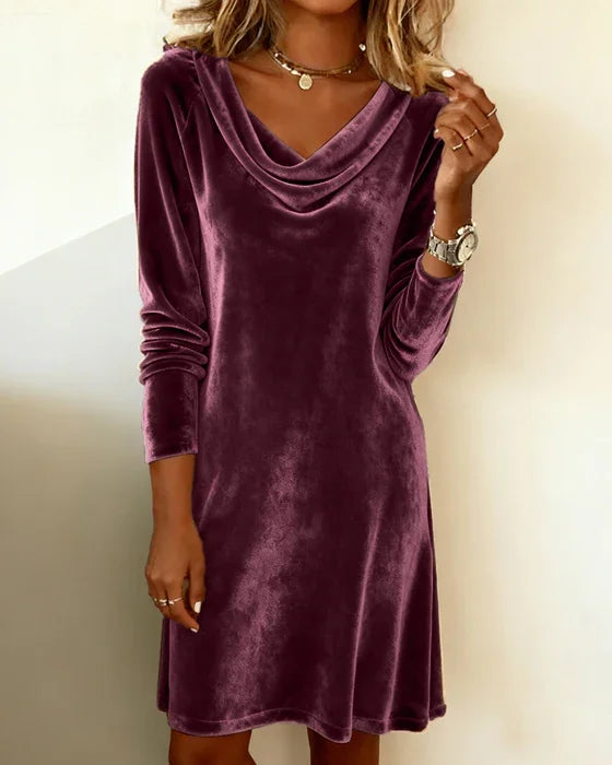 Frosina - Relaxed Fit Casual Velvet Dress