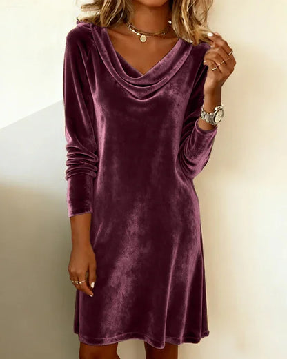 Frosina - Relaxed Fit Casual Velvet Dress