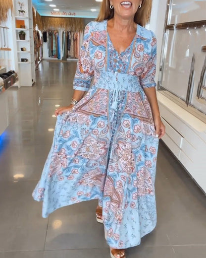 Ruth™ - Elegant Holiday V-Neck Dress