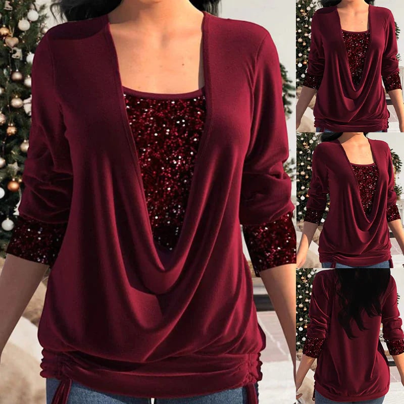 Kiara™ - Long Sleeve Sequin Shirt