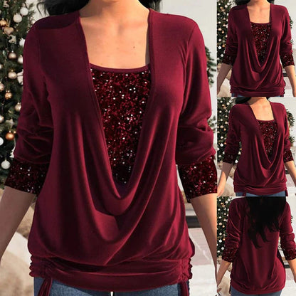 Kiara™ - Long Sleeve Sequin Shirt