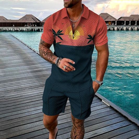 BEN | CABANA-STYLE POLOSHIRT & SHORTS SET