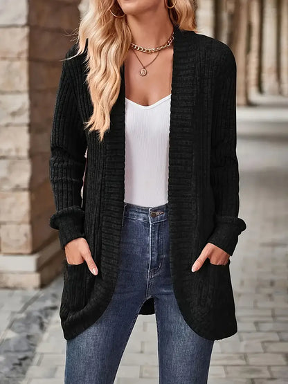 Neva™ - Elegant Ribbed Long Sleeve Cardigan