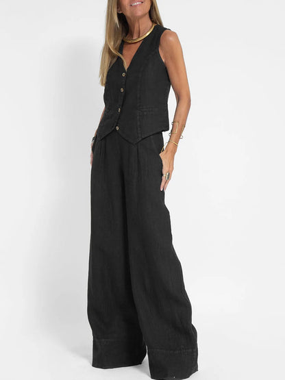 Ella | Vest Wide Pants Set (Almost Sold Out)