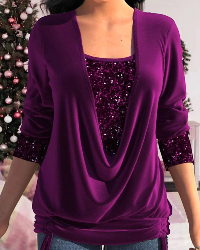 Kiara™ - Long Sleeve Sequin Shirt