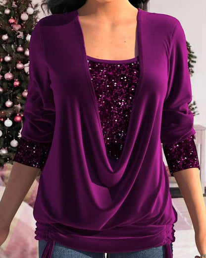 Kiara™ - Long Sleeve Sequin Shirt