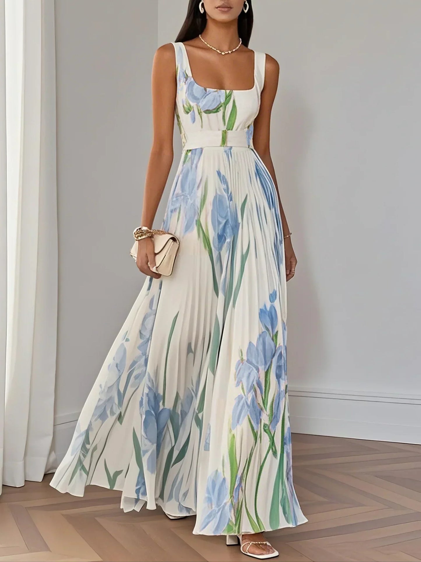 Mary™ - Elegant Pleated Maxi Dress