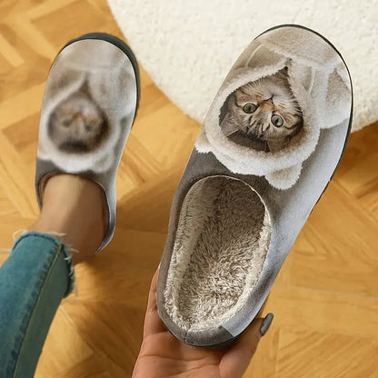 Adorable 3D Cat Face Cozy Slip-On Slippers