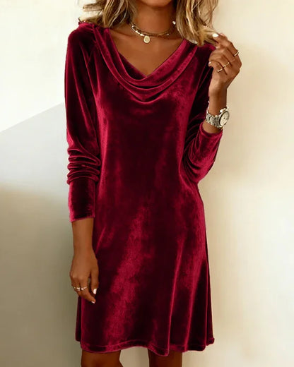 Frosina - Relaxed Fit Casual Velvet Dress