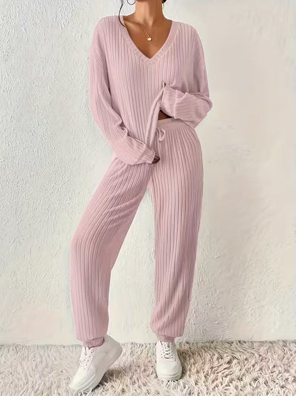 Anja™ - Cozy V-Neck Two-Piece Set