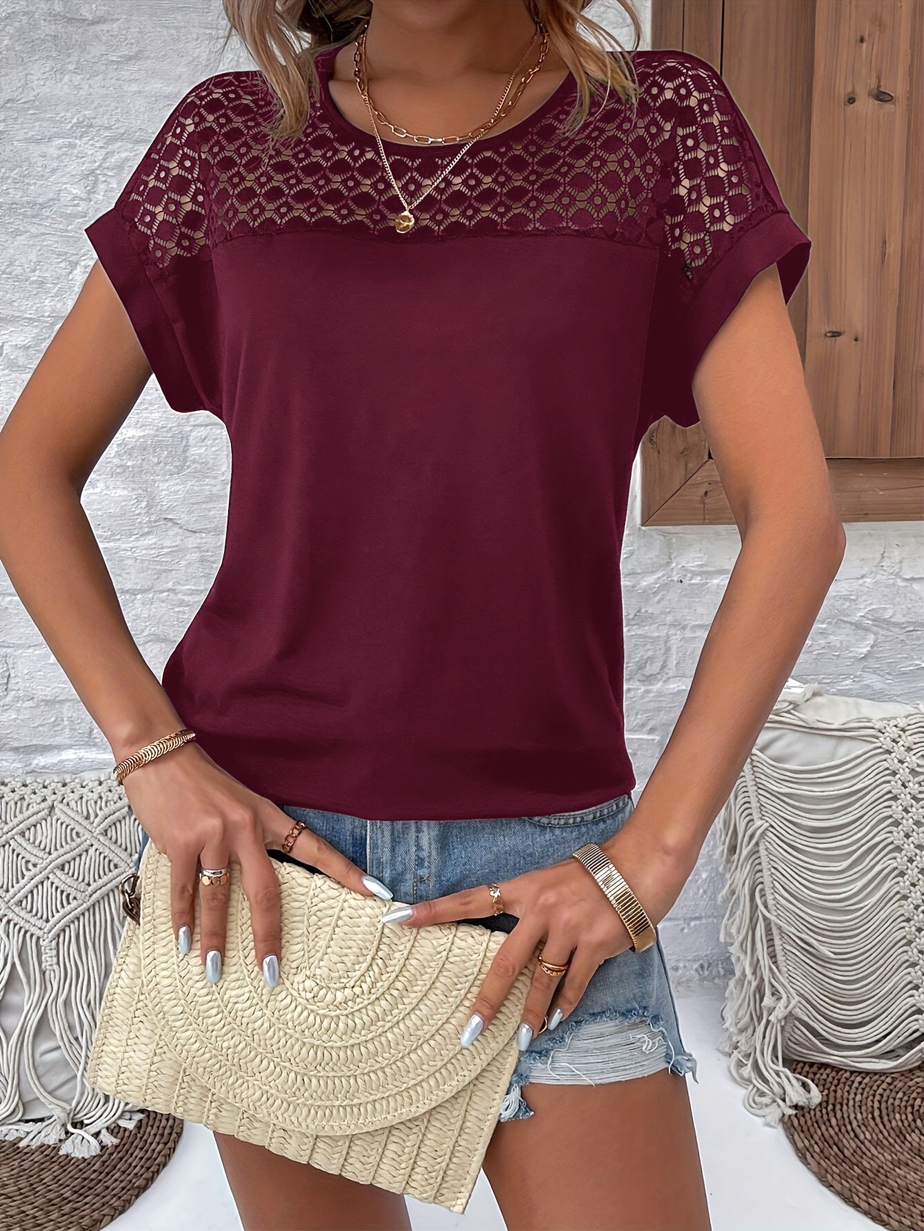 Talia™ - Casual Lace Batwing T-Shirt