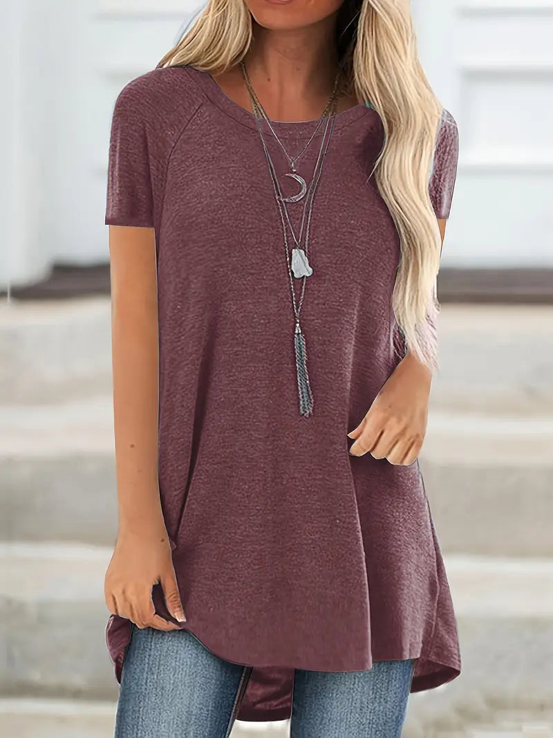 Faye™ - Casual Longline Crew Neck T-Shirt