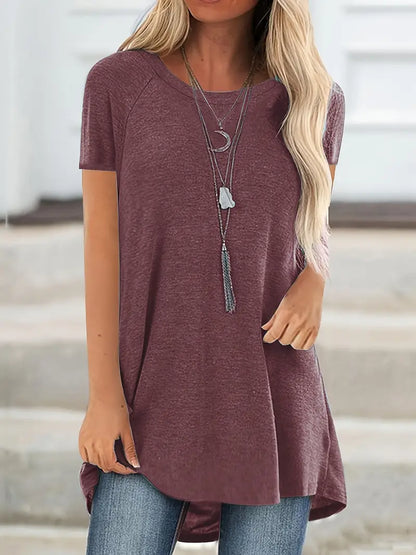 Faye™ - Casual Longline Crew Neck T-Shirt