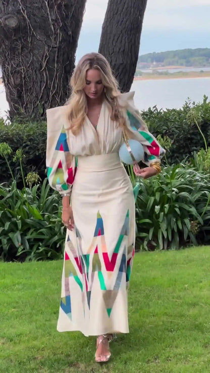 Eleni™ – Printed V-Neck 2-Piece Set