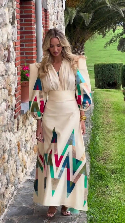 Eleni™ – Printed V-Neck 2-Piece Set