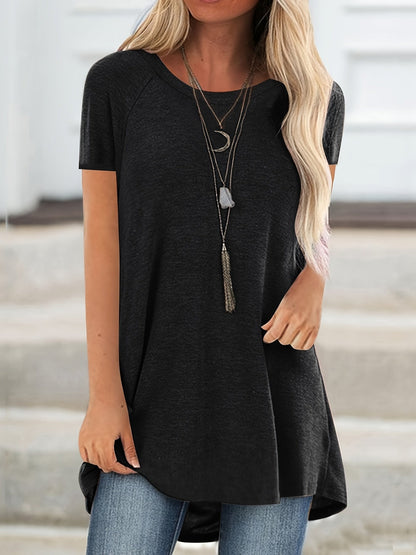 Faye™ - Casual Longline Crew Neck T-Shirt