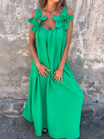 Stacey™ - Floral Dress with U-shaped Neckline