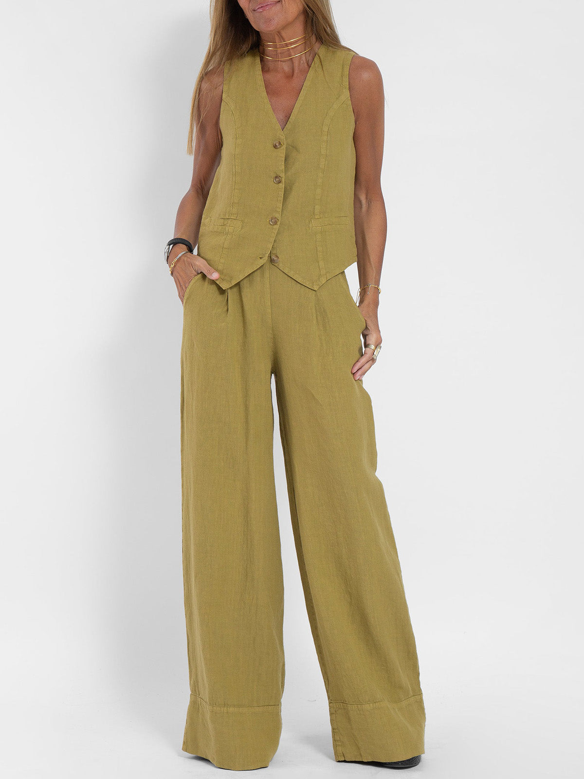 Ella | Vest Wide Pants Set (Almost Sold Out)