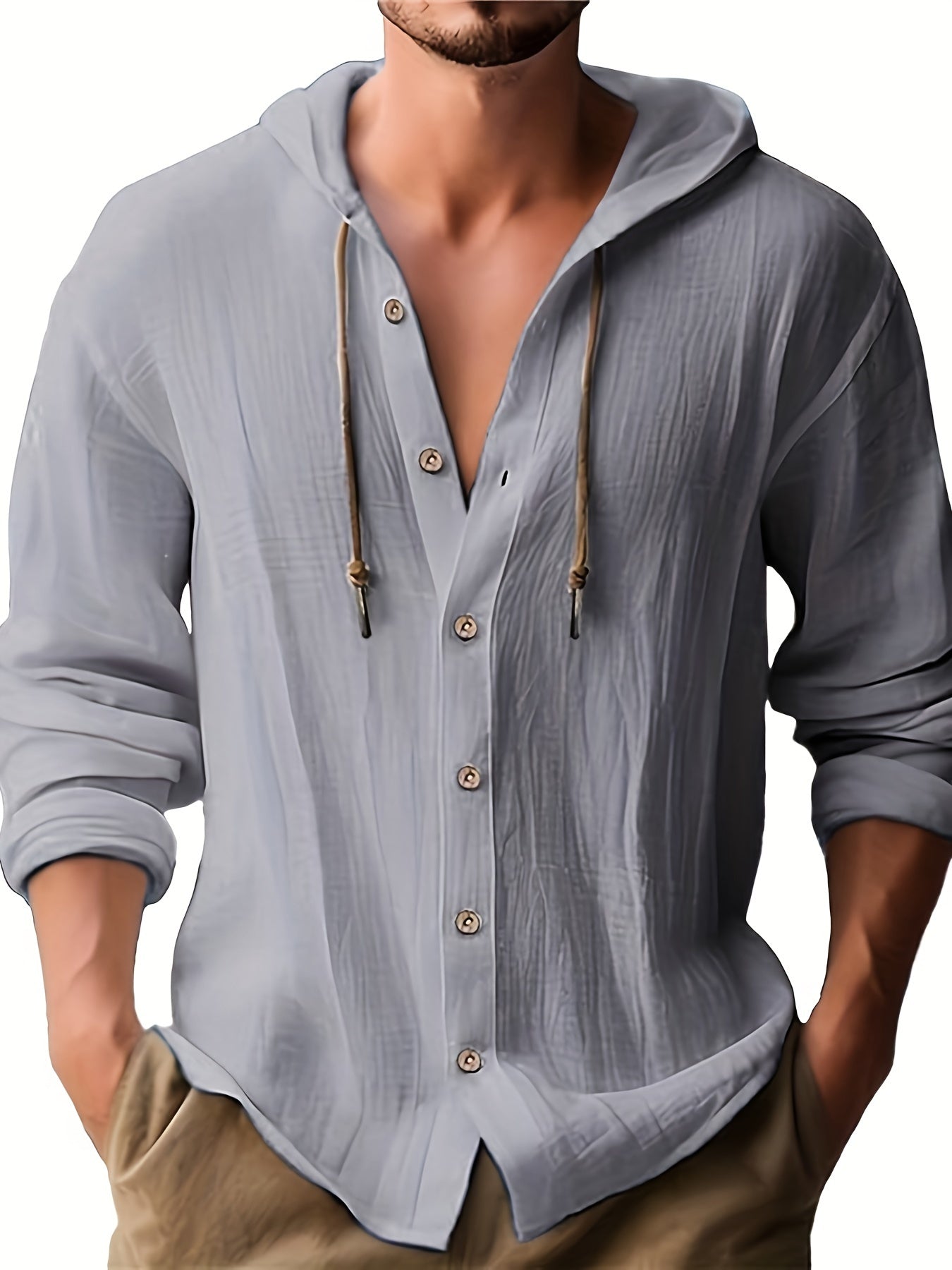 Brian™ - Men's Hooded Long Sleeve Shirt
