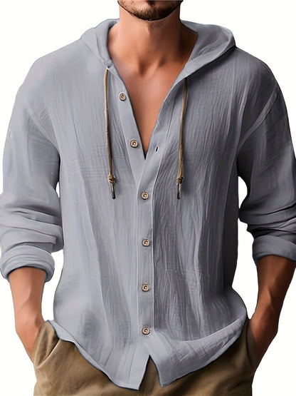 Brian™ - Men's Hooded Long Sleeve Shirt