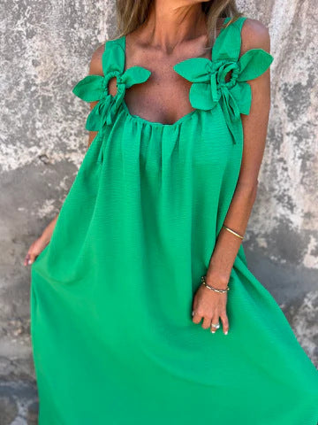 Stacey™ - Floral Dress with U-shaped Neckline