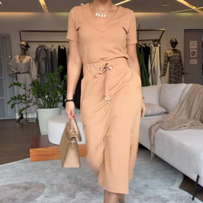 Tori™ - Stylish V-Neck Top & Skirt Set