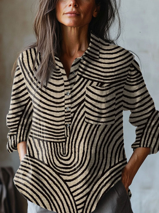 Rita™ - Abstract Striped Print Shirt