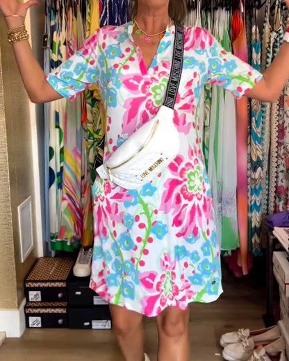 Federica™ - Dress with Short Sleeves and Floral Print