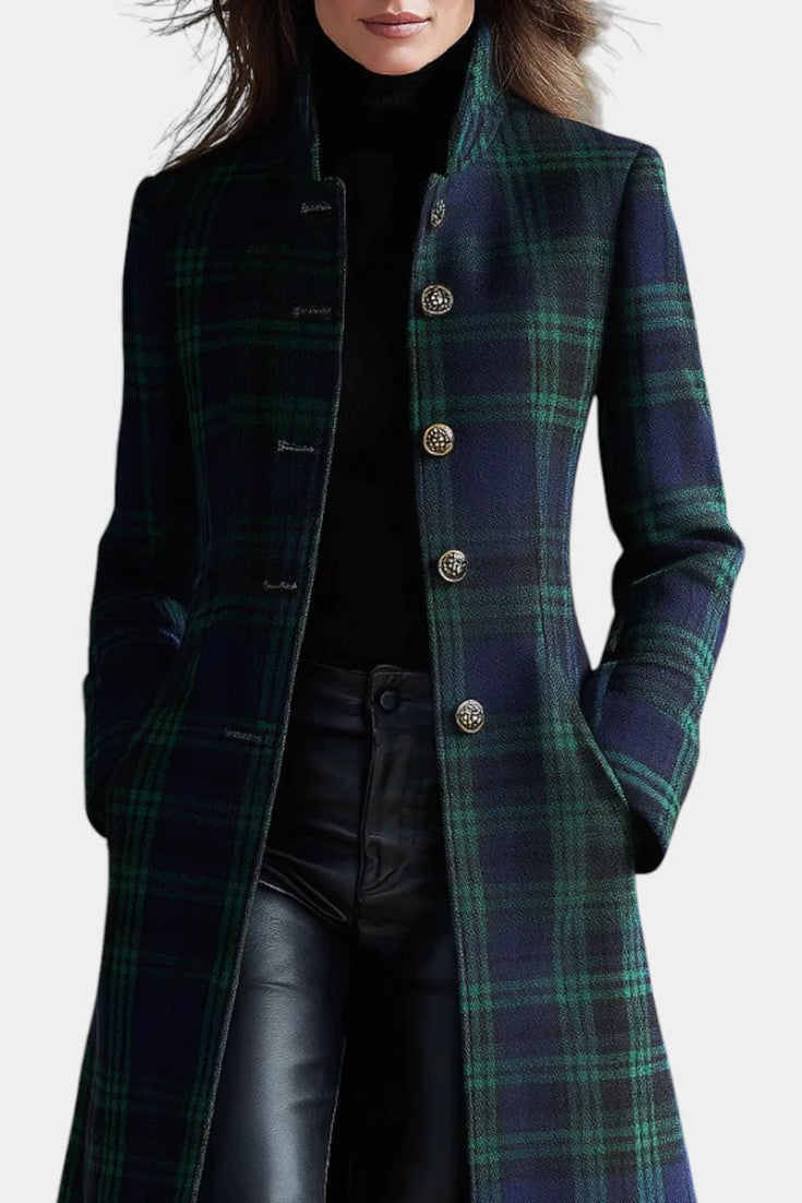 Milton | Midi Coat with Two-Tone Check Design
