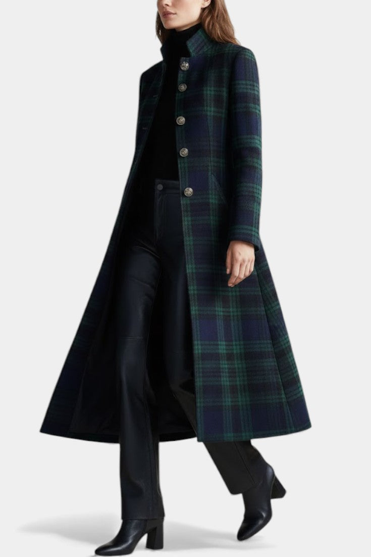 Milton | Midi Coat with Two-Tone Check Design