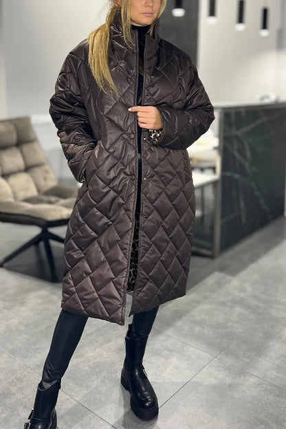 Anais™ - Quilted Coat with Leopard Lining