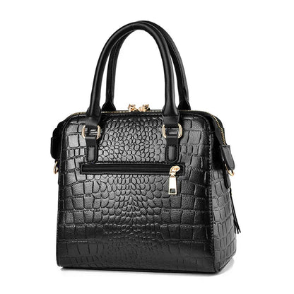 Crocodile-Embossed Leather Bag