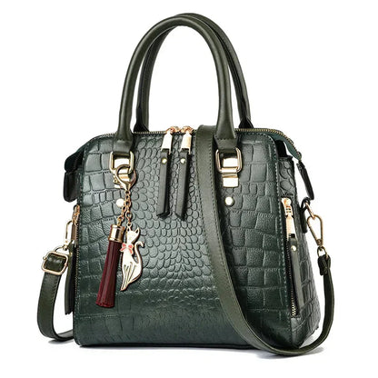 Crocodile-Embossed Leather Bag