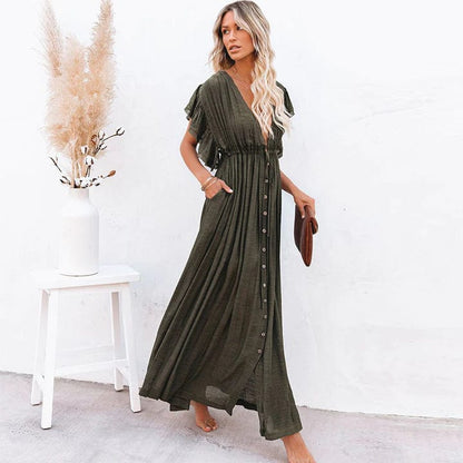 Esmee™ - Maxi Dark Green Ibiza Dress
