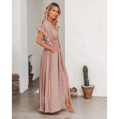 Anne™ - Maxi Taupe Ibiza Dress