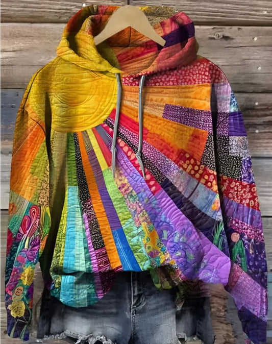 Laura™ - Bohemian Multicolor Patchwork Hoodie