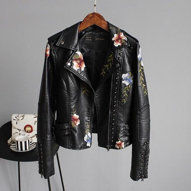 Ella™ - Stylish Embroidered Leather Jacket