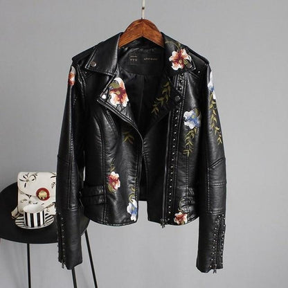 Ella™ - Stylish Embroidered Leather Jacket
